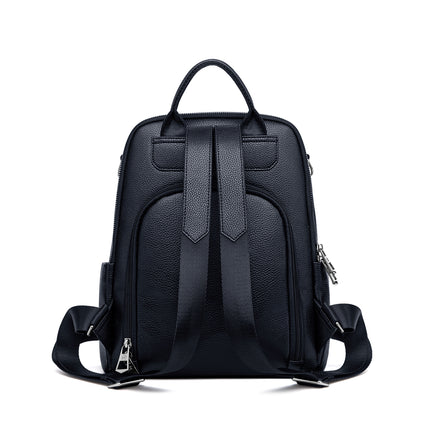 Sac à dos fourre-tout noir pour femme 100 % cuir véritable