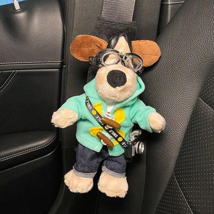 Cartoon Dog Plush Car Seat Belt Shoulder Protector - Wnkrs