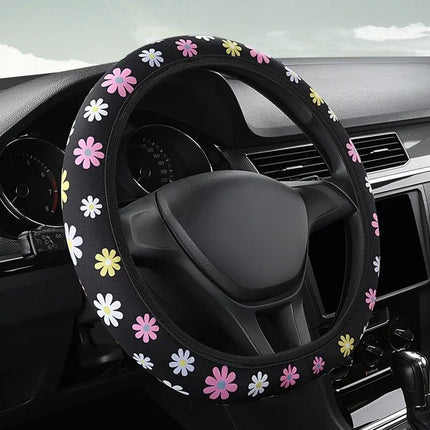 Floral Print 38CM Anti-Slip Steering Wheel Cover - Wnkrs