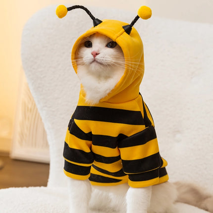 Sweat à capuche inspiré des abeilles pour chats et petits chiens - Élégant et confortable