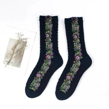 Chaussettes amusantes à fleurs Harajuku pour femmes