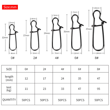 Lot de 50 mousquetons pivotants en acier inoxydable pour connecteurs de pêche