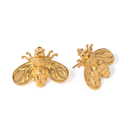 18K Gold Stainless Steel Creative Plated Bee Earrings