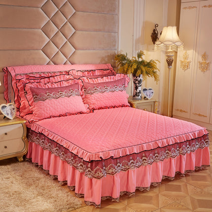 Quilted Lace Bed Skirt Thickened Plus Cotton Bedspread Single Piece Simmons Bed Cover Bed Circumference 1.8m Bed - Wnkrs