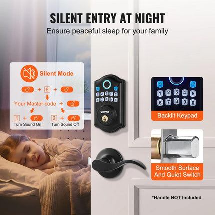 Keyless Entry Fingerprint Smart Door Lock with Keypad and Keys - Wnkrs