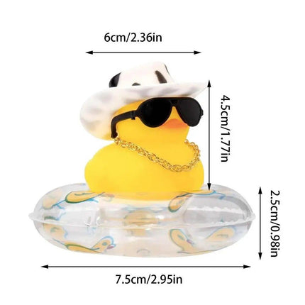 Mini Rubber Duck Car Ornaments Dashboard Interior Decor Cowboy Hat Duck With Scarf Sunglasses Kids Toys Gifts Car Accessories - Wnkrs