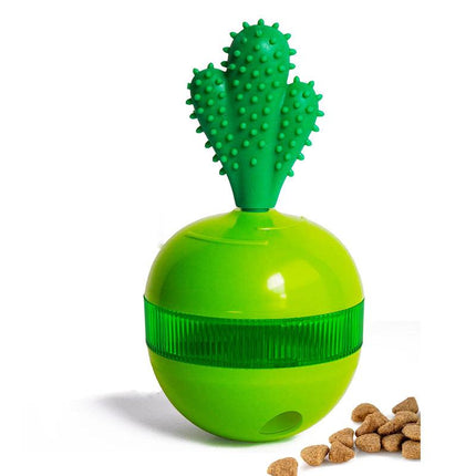 Juguete interactivo para perros con forma de cactus 3 en 1: mastica, dispensa y juega