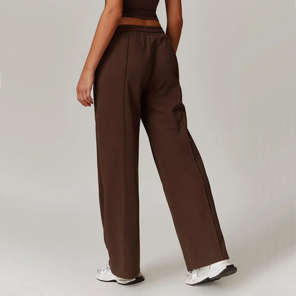 Pantalon de survêtement ample taille haute pour femme avec poches