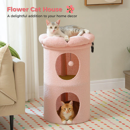 Cama de lujo para gatos de dos pisos con posadero para flores