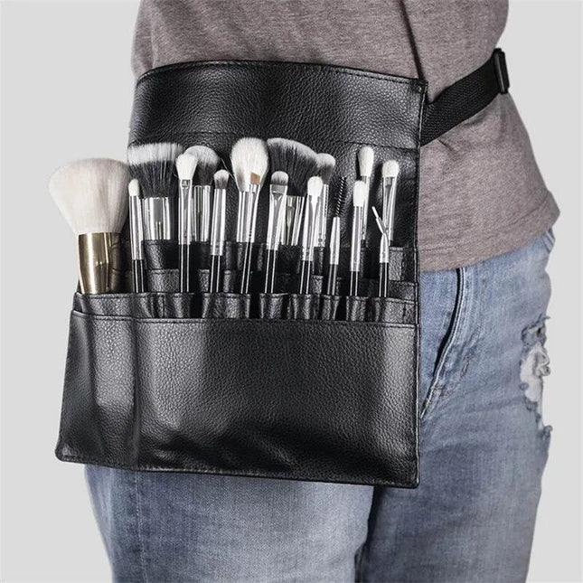 Professional Makeup Artist Cosmetic Bag with Waist Belt – Black PU Leather - Wnkrs