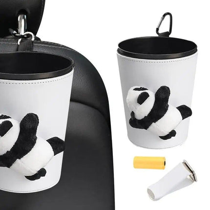 Compact Panda Car Trash Can & Organizer: Leak-Proof, Versatile, & Stylish - Wnkrs