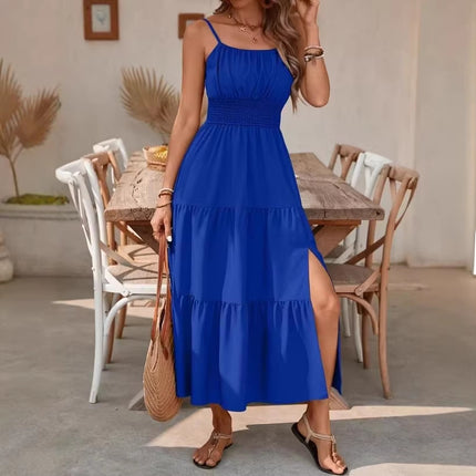 Strapless Layered Waist-cinching Solid-color Slim-fit Dress