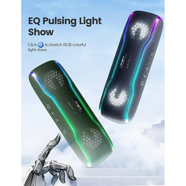 Altavoz portátil para exteriores con sonido estéreo de 25 W y espectáculo de luces de colores
