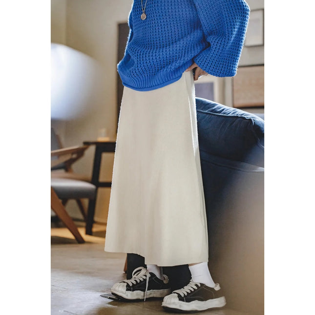 Falda corta de punto acanalada retro para mujer