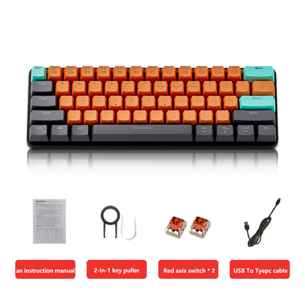 Mini teclado mecánico para juegos USB de 61 teclas con interruptores rojos intercambiables en caliente