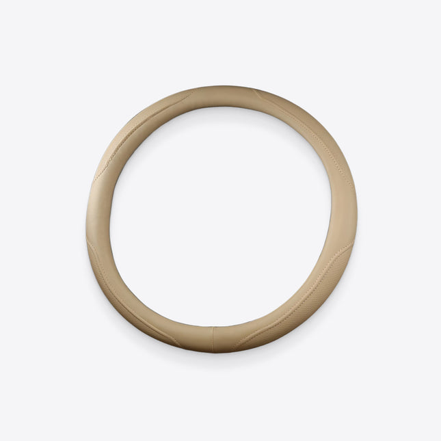 Beige Polyurethane Leather Steering Wheel Wrap - Wnkrs