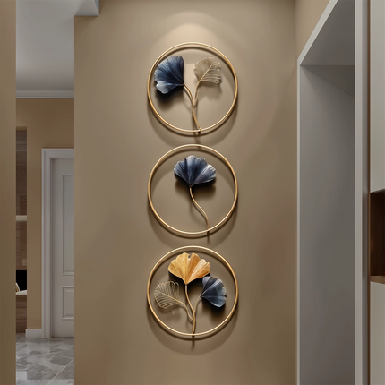 Colgante de pared con hojas de ginkgo de metal moderno