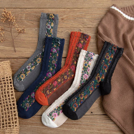 Chaussettes amusantes à fleurs Harajuku pour femmes