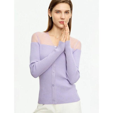 Women's Patchwork Perspective V-neck Sweater