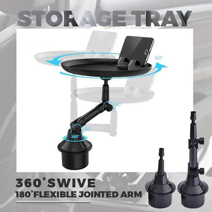 360° Swivel Car Storage Tray with Folding Dining Table & Drink Holder - Wnkrs