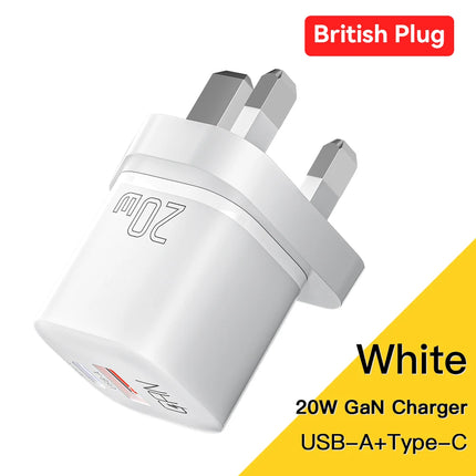 Cargador rápido GaN USB-C PD de 20 W con puerto dual QC 3.0