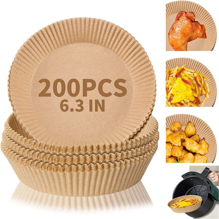 Air Fryer Disposable Paper Liner Non-stick Disposable Liners, 200PCS Air Fryer Disposable Paper Liners, 6.3In Round Air Fryer Parchment Paper - Wnkrs