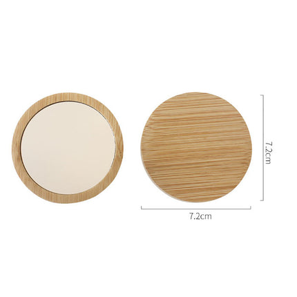 Mini espejo de maquillaje portátil de madera pura