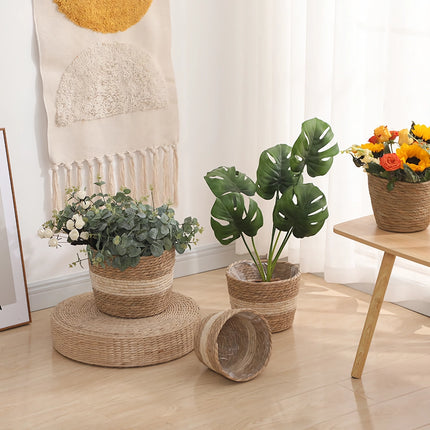 Straw Woven Plant Basket Set