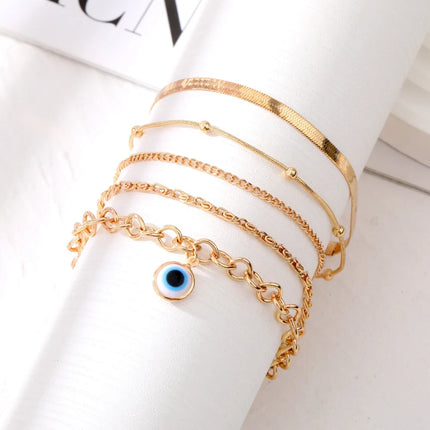 Pulsera de tobillo con ojo malvado azul