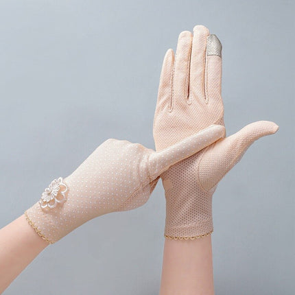 Women's Elegant Polka Dot Patterned Gloves - Wnkrs