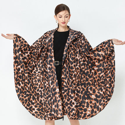 Chubasquero impermeable para mujer con estampado de leopardo