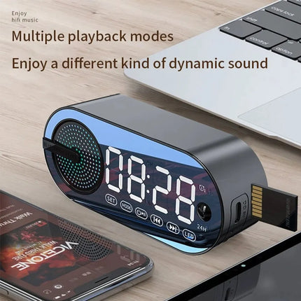 Wireless Bluetooth Speaker Alarm Clock with RGB LED, 3D Surround Sound, and Large Display