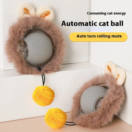 Juguete interactivo con forma de bola rodante para gatos con cola de serpiente, recargable por USB, diseño de peluche