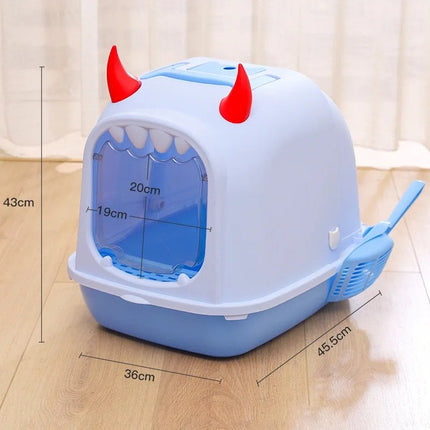 Caja de arena para gatos con forma de concha de monstruo pequeño