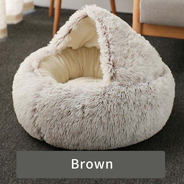 Lit rond et confortable en peluche pour chat