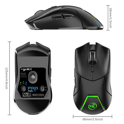 Wireless Mouse with 3-Mode Connection, Rechargeable, 4000 DPI & Colorful Backlight