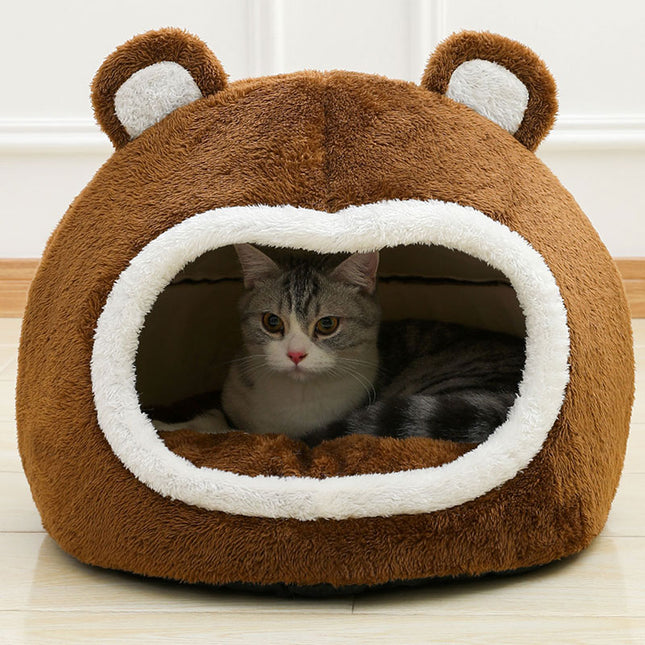 Acogedora cama de felpa para gatos