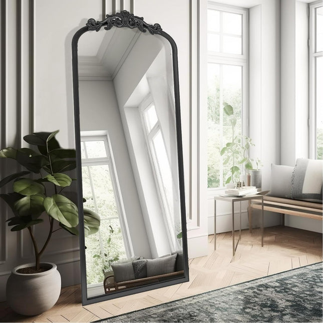 Miroir mural élégant en arc avec cadre décoratif vintage