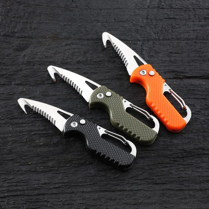 Compact Multi-Tool Keychain Knife with Serrated Hook