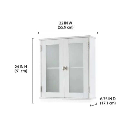 White Frosted Glass Bathroom Wall Cabinet with Adjustable Shelf - Wnkrs