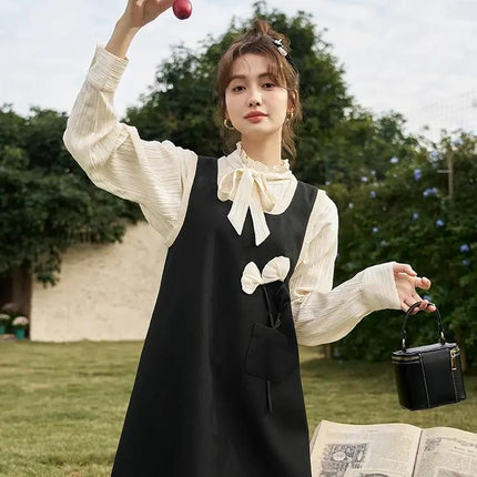 Elegante vestido retro con bordado floral y tirantes para mujer