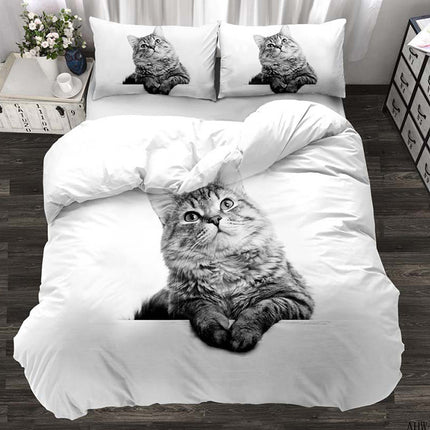 Three-piece Animal Cat and Dog Realistic Quilt Cover - Wnkrs