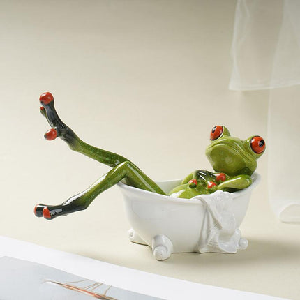 Figurines de baignoire en résine représentant une grenouille de toilette