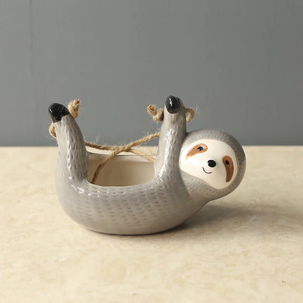 Sloth Hanging Ceramic Wall Vase