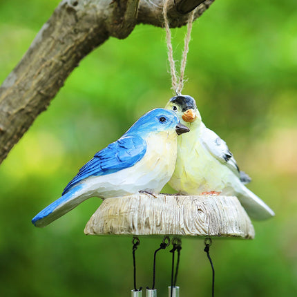 Charmant carillon à vent en résine en forme d'oiseaux pour décoration intérieure et extérieure