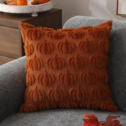 Funda de cojín con forma de calabaza otoñal