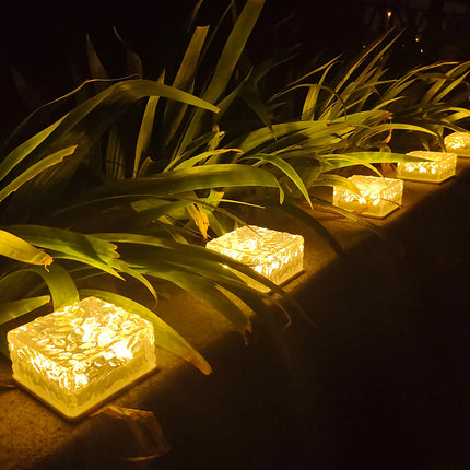 Luces LED para caminos de jardín alimentadas por energía solar: lámparas decorativas para exteriores con forma de cubitos de hielo