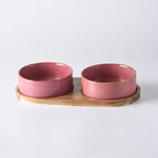 Vibrant Pink Double Bowl Set