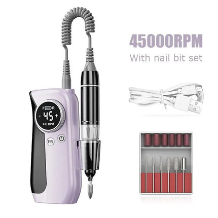 High-Speed 45000RPM Rechargeable Nail Drill Kit - Professional Cordless Manicure Set - Wnkrs