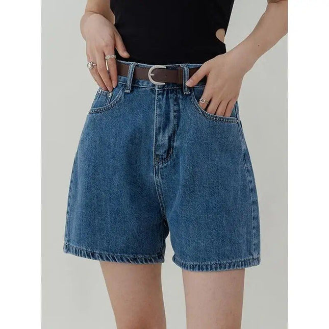 Short en jean taille haute décontracté